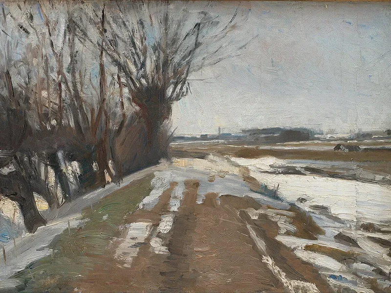 1866-Albert Gottschalk - Paesaggio invernale. Utterslev vicino a Copenaghen - Statens Museum for Kunst